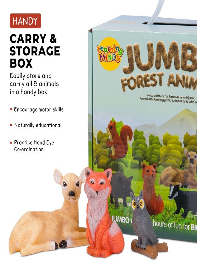Learning Minds Set of 8 Jumbo Forest Animal Figures - Woodland Animals for Toddlers Age 1-3 - Toy for Kids Age 18 Months Plus - Wild Animal Toys for Kids 1,2,3 Years Old - Image 3